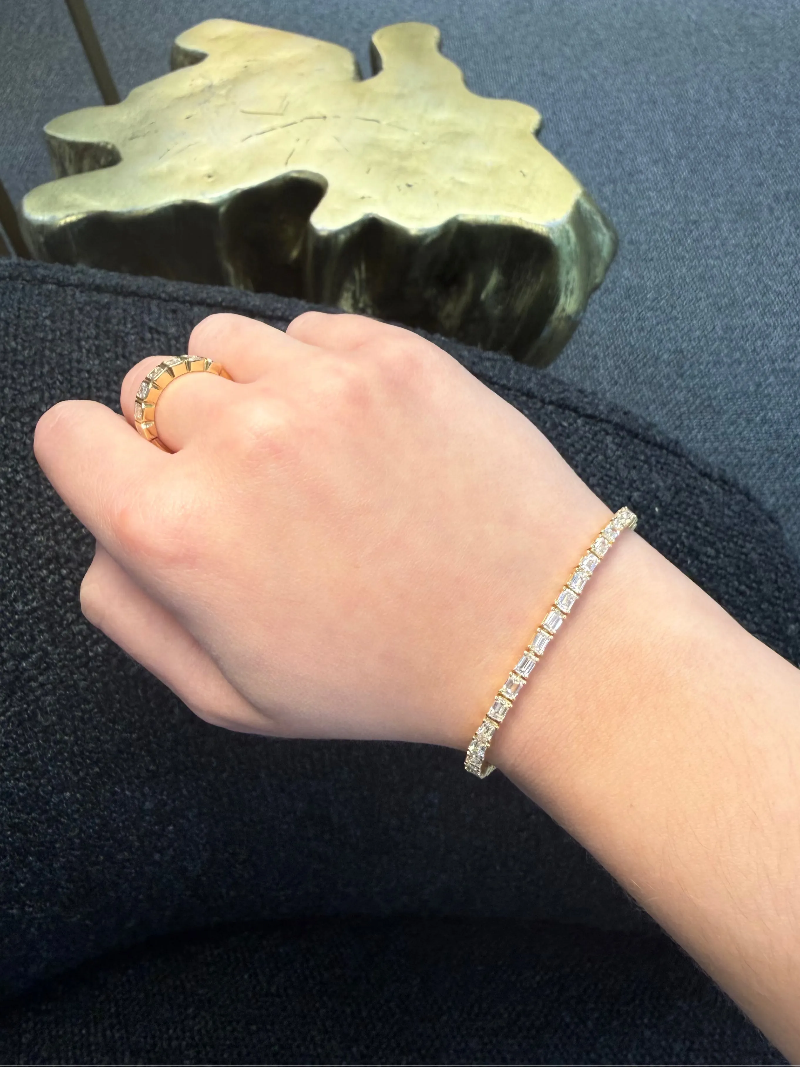 7.00ct Diamond 18K Gold Emerald Cut Tennis Bracelet sold by Wish Fine Jewelry product image thumbnail 2