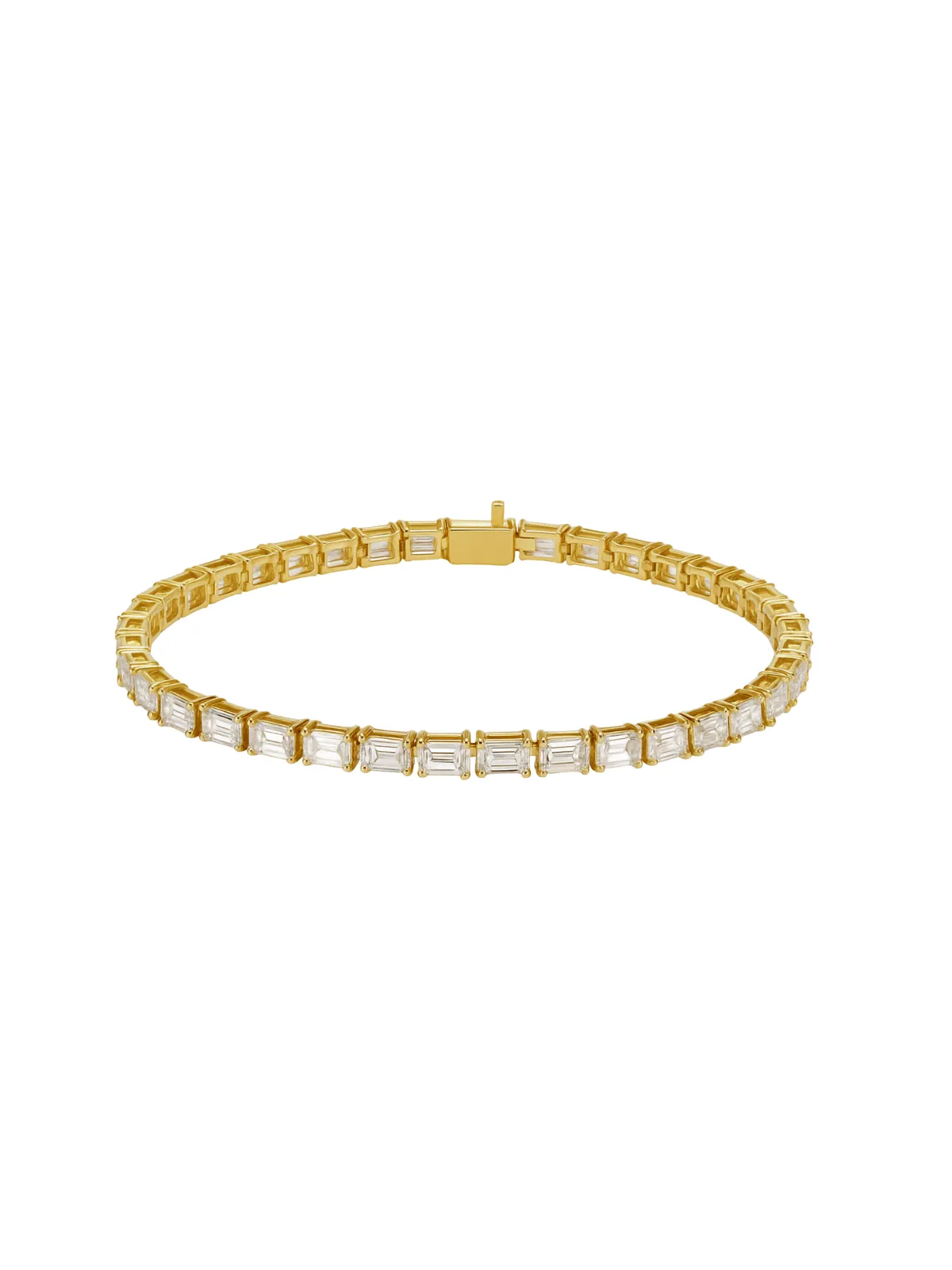 7.00ct Diamond 18K Gold Emerald Cut Tennis Bracelet sold by Wish Fine Jewelry