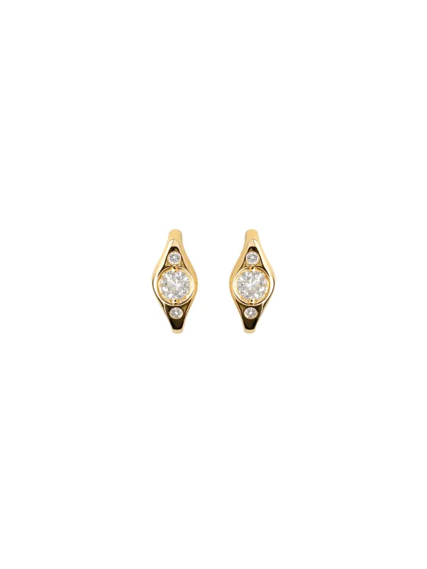 0.75ct Diamond 14K Gold Half Hoop Earrings made by Wish Fine Jewelry