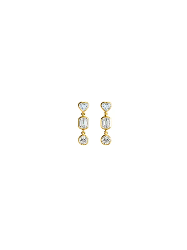 0.68ct Diamond 14K Gold Multi Shape Bezel Drop Earrings made by Wish Fine Jewelry