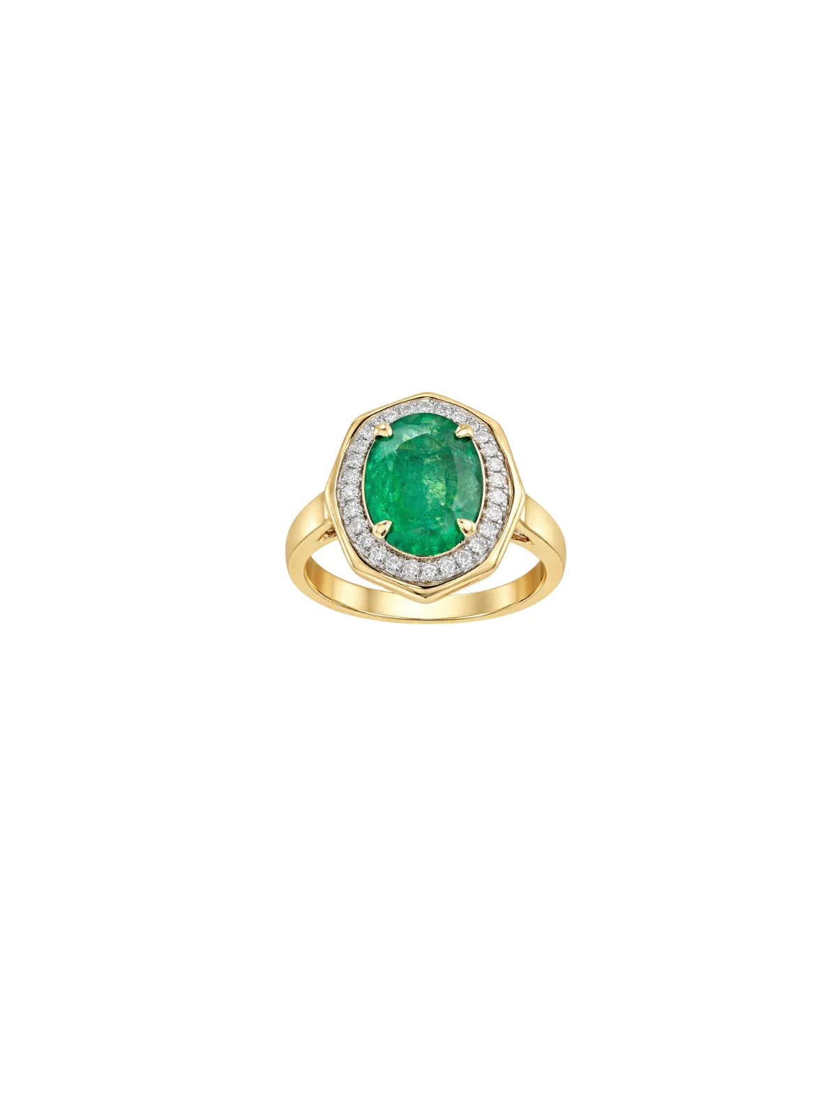 3.004ct Diamond Emerald 14K Gold Cocktail Ring sold by Wish Fine Jewelry