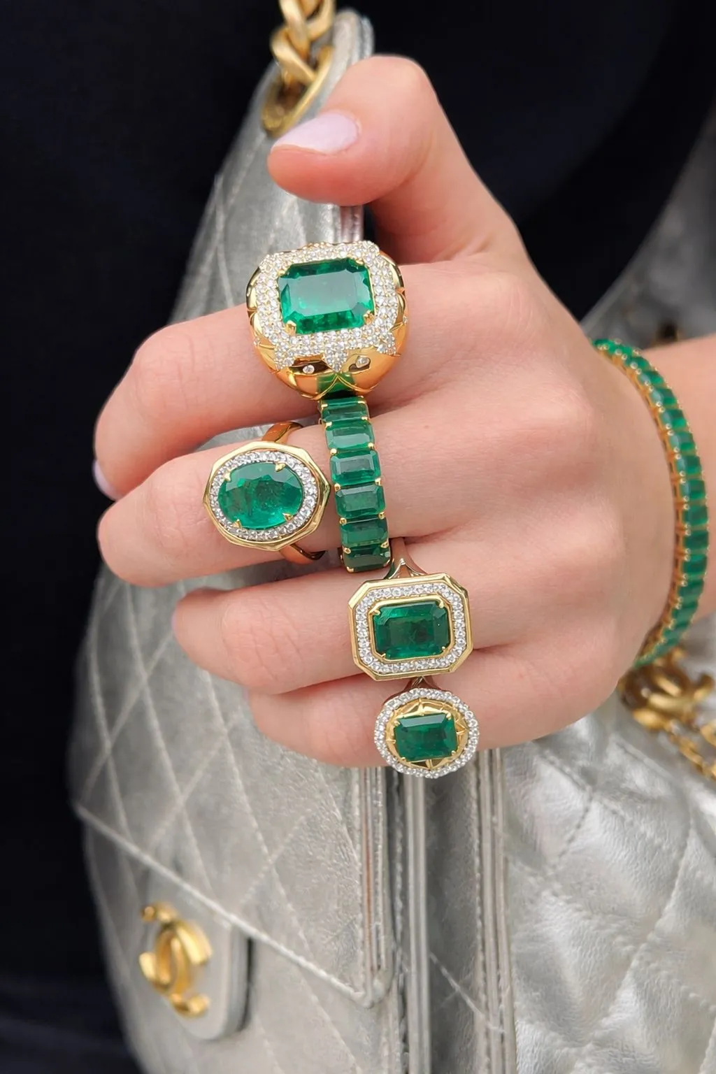 3.004ct Diamond Emerald 14K Gold Cocktail Ring sold by Wish Fine Jewelry product image thumbnail 2