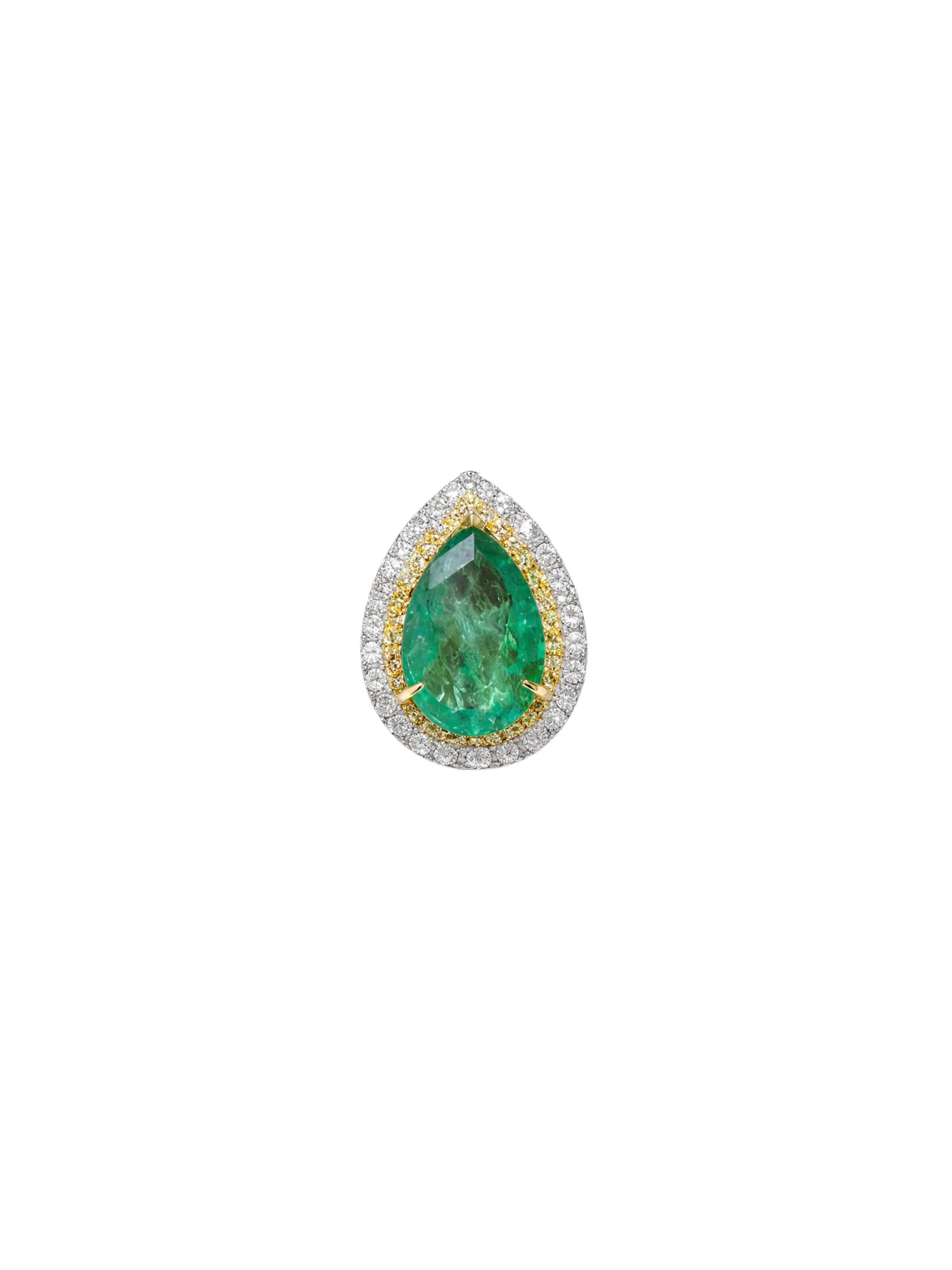 5.37ct Emerald Diamond 18K Gold Pear Cocktail Ring sold by Wish Fine Jewelry