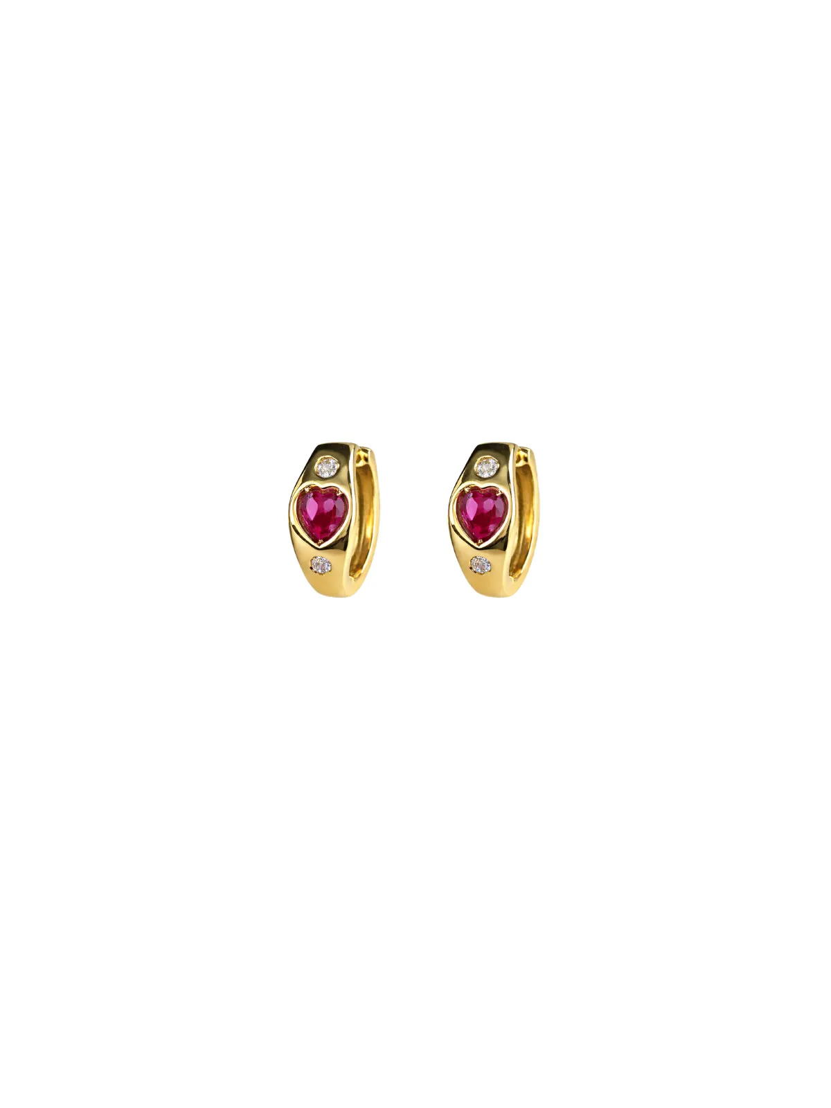 0.56ct Diamond Ruby 14K Gold Heart Hoop Earrings sold by Wish Fine Jewelry