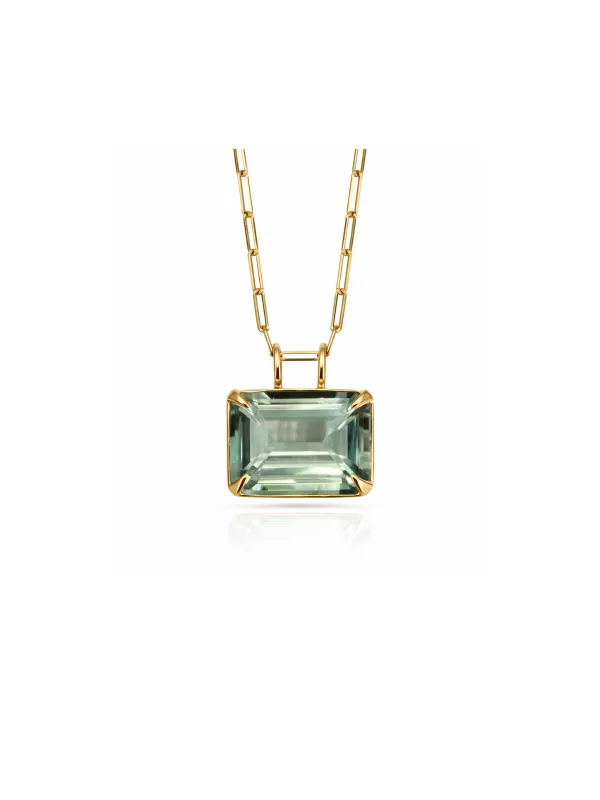 39.85cts Green Amethyst 18K Gold Pendant made by Wish Fine Jewelry