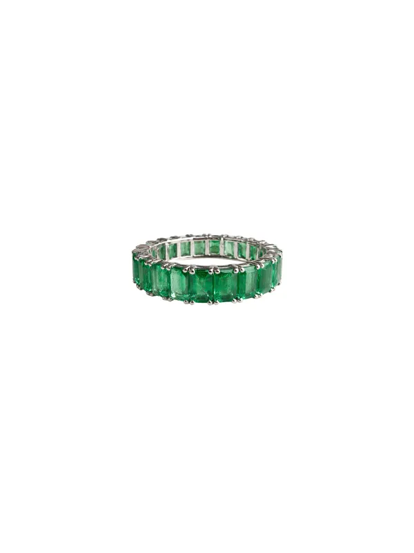 5.80ct Emerald 18K Gold Eternity Band Ring made by Wish Fine Jewelry