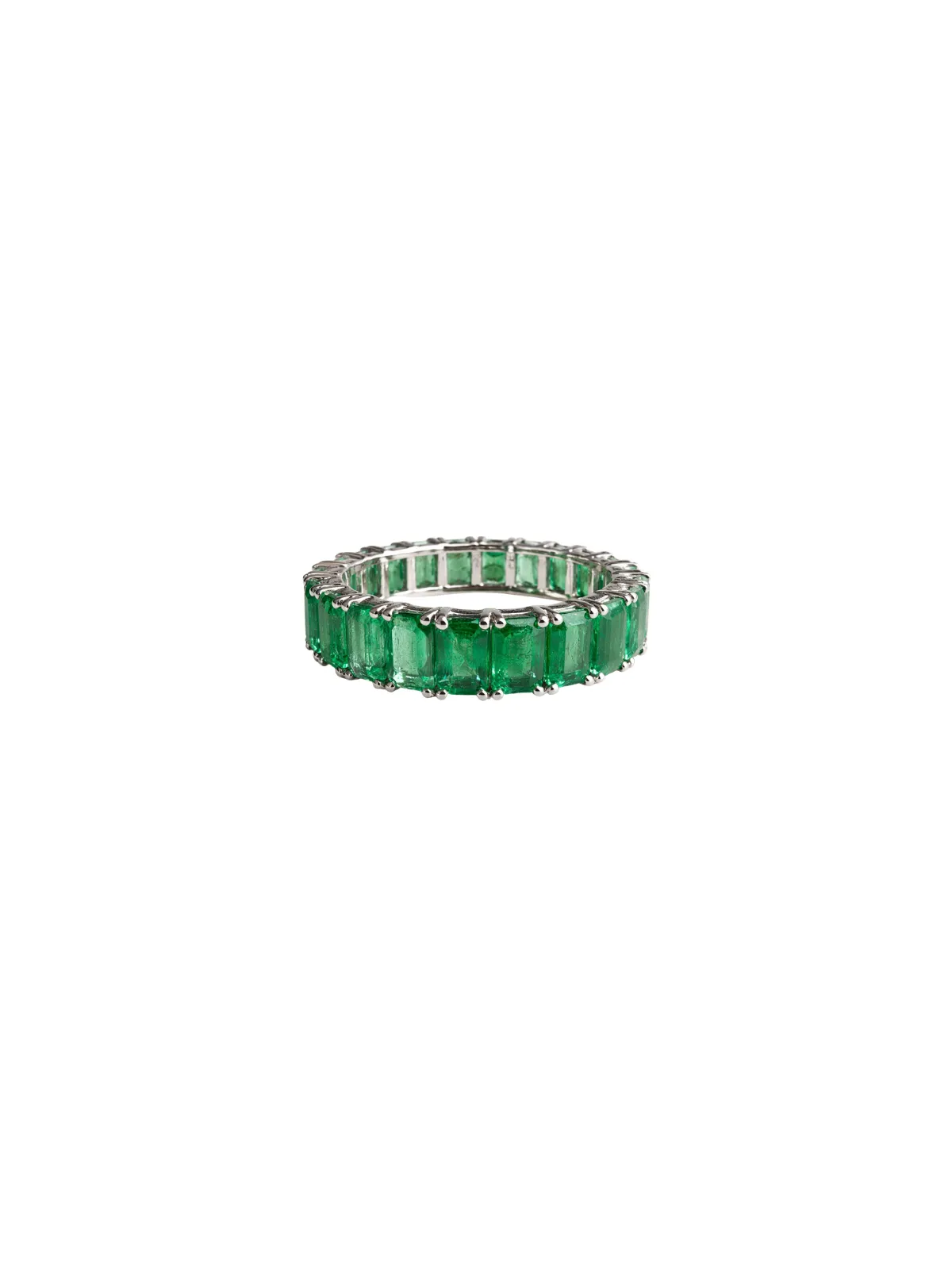 5.80ct Emerald 18K Gold Eternity Band Ring sold by Wish Fine Jewelry
