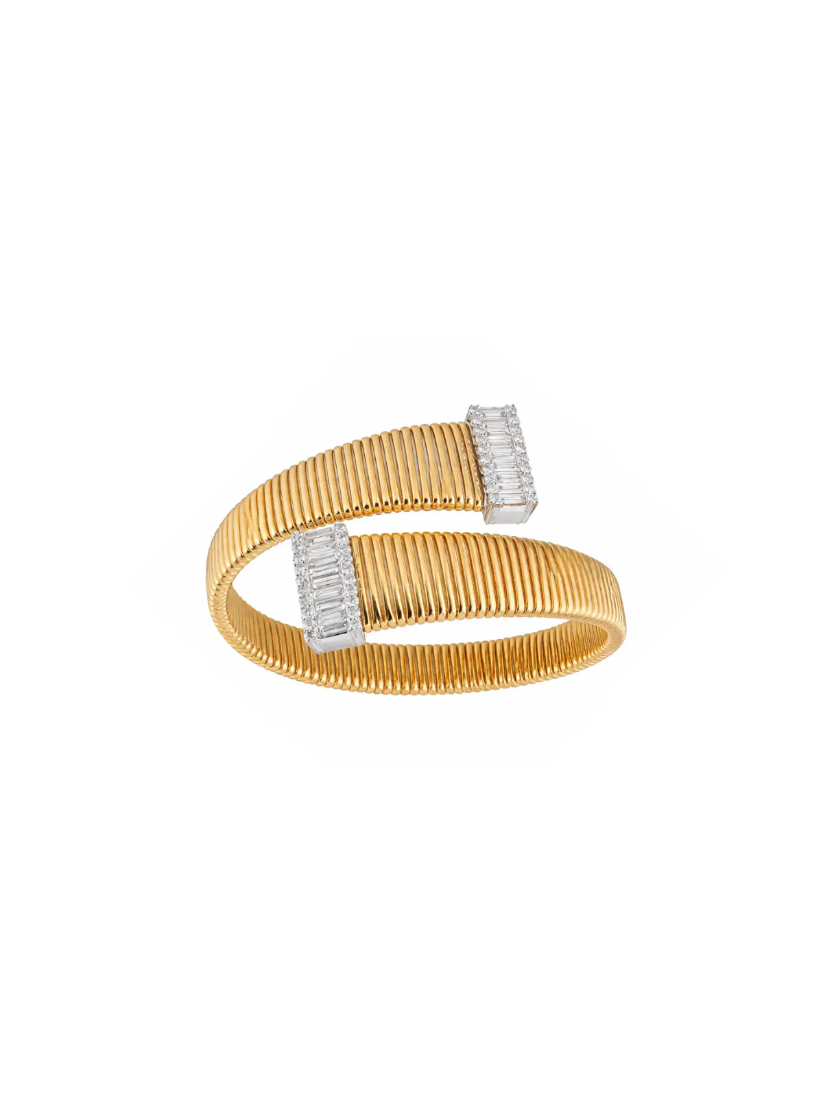 0.64ct Diamond 14K Italian Gold Bypass Bangle Bracelet sold by Wish Fine Jewelry