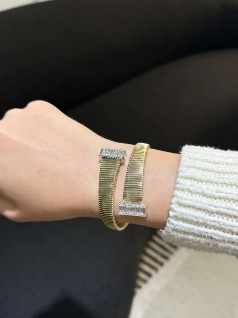 0.64ct Diamond 14K Italian Gold Bypass Bangle Bracelet sold by Wish Fine Jewelry product image thumbnail 2
