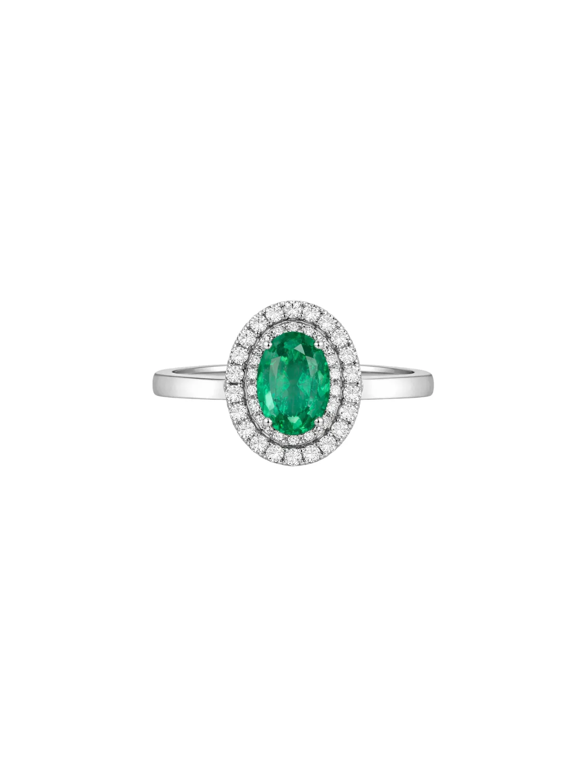 2.51ct Diamond Emerald 18K Gold Oval Halo Ring sold by Wish Fine Jewelry