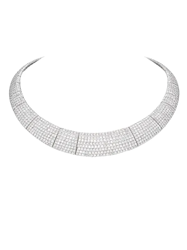 55.48ct Diamond 18K Gold Statement Pave Necklace made by Wish Fine Jewelry
