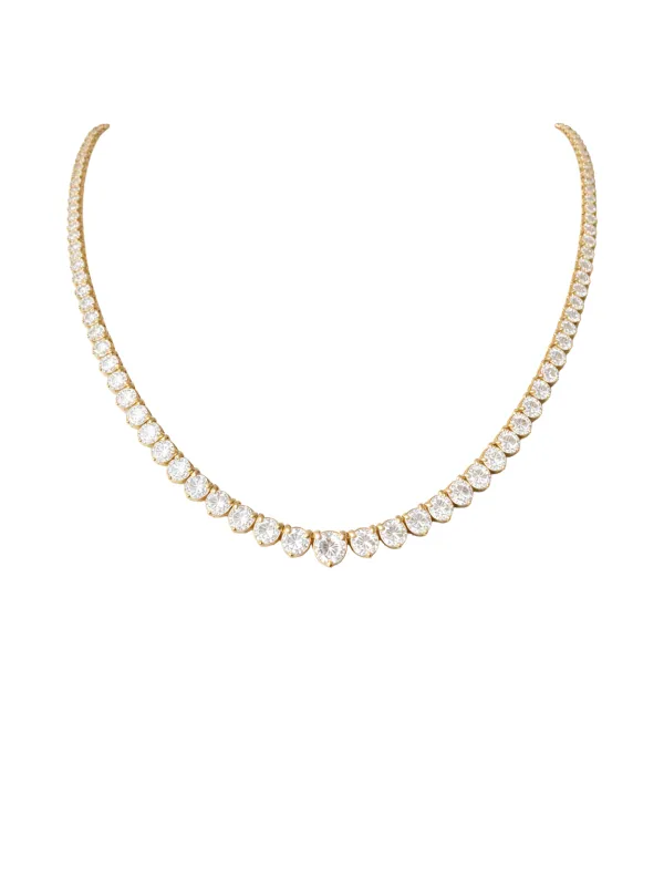 15.87ct Diamond 14K Gold Graduated Tennis Necklace made by Wish Fine Jewelry