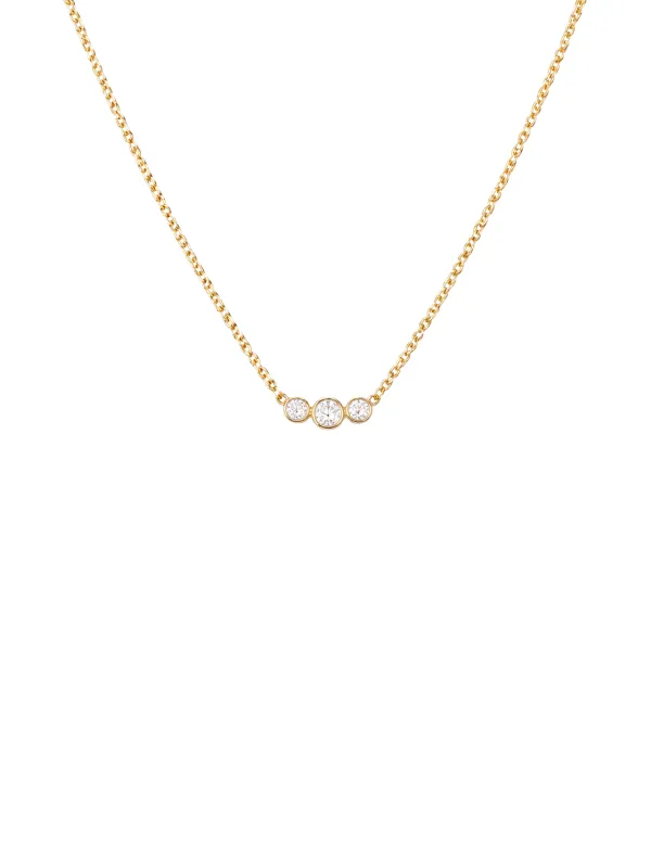 0.27ct Diamond 14K Gold Three Stone Dainty Chain Necklace made by Wish Fine Jewelry