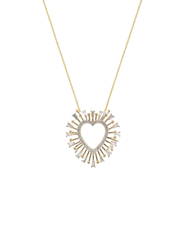 0.88ct Diamond 14K Gold Heart Burst Necklace made by Wish Fine Jewelry