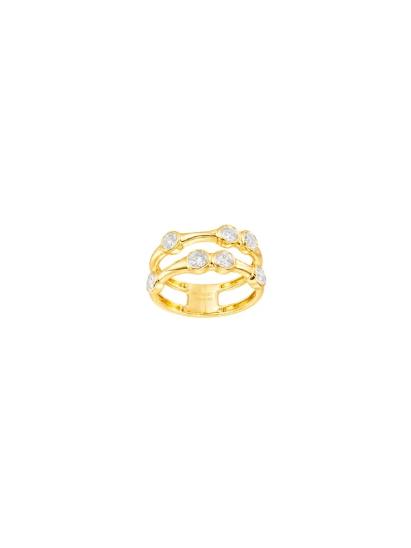 0.98ct Diamond 14K Gold Bezel Double Row Ring made by Wish Fine Jewelry