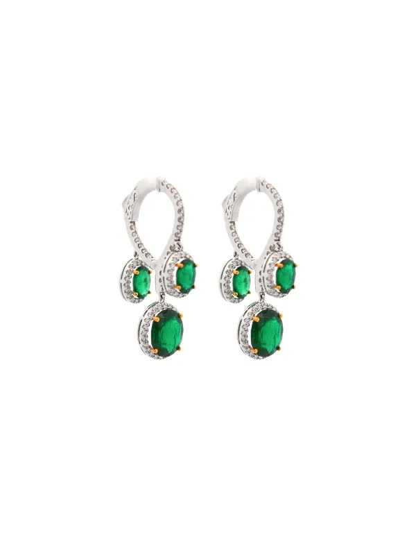 8.65ct Emerald Diamond 14K Gold Dangle Earrings made by Wish Fine Jewelry