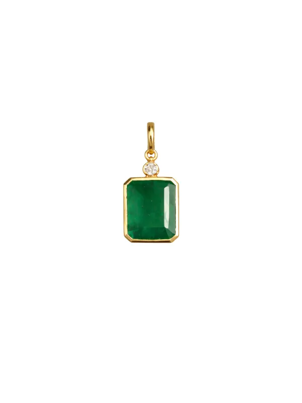 8.35ct Diamond Emerald 18K Gold Bezel Pendant made by Wish Fine Jewelry
