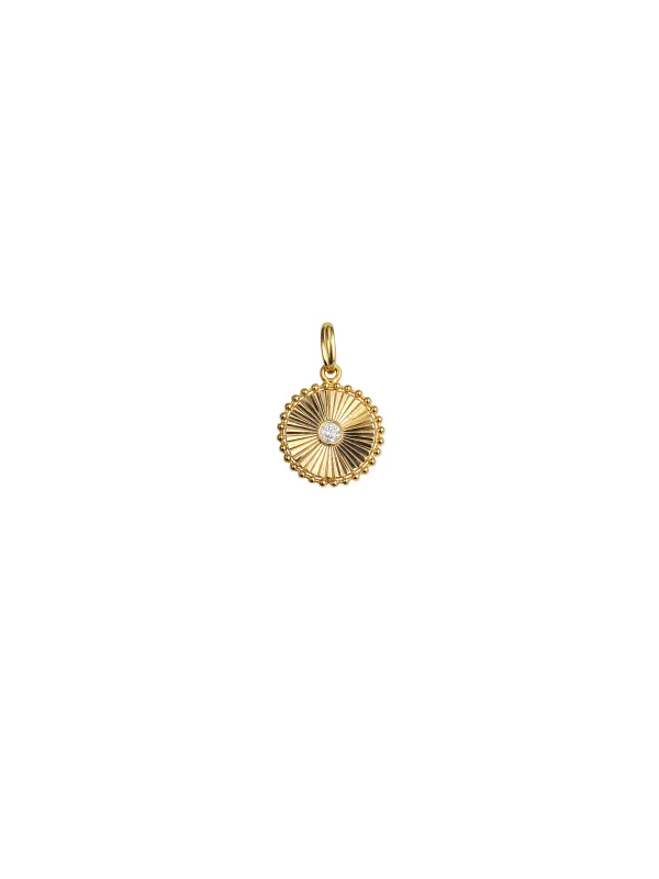 0.08ct Diamond 14K Gold Fluted Pendant made by Wish Fine Jewelry