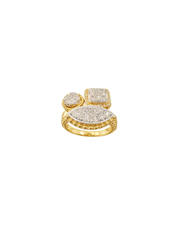 2.63ct Dimond 14K Gold Multi Shaped Ring made by Wish Fine Jewelry