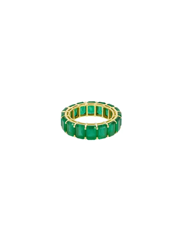 8.50ct Emerald 18K Gold Eternity Ring made by Wish Fine Jewelry