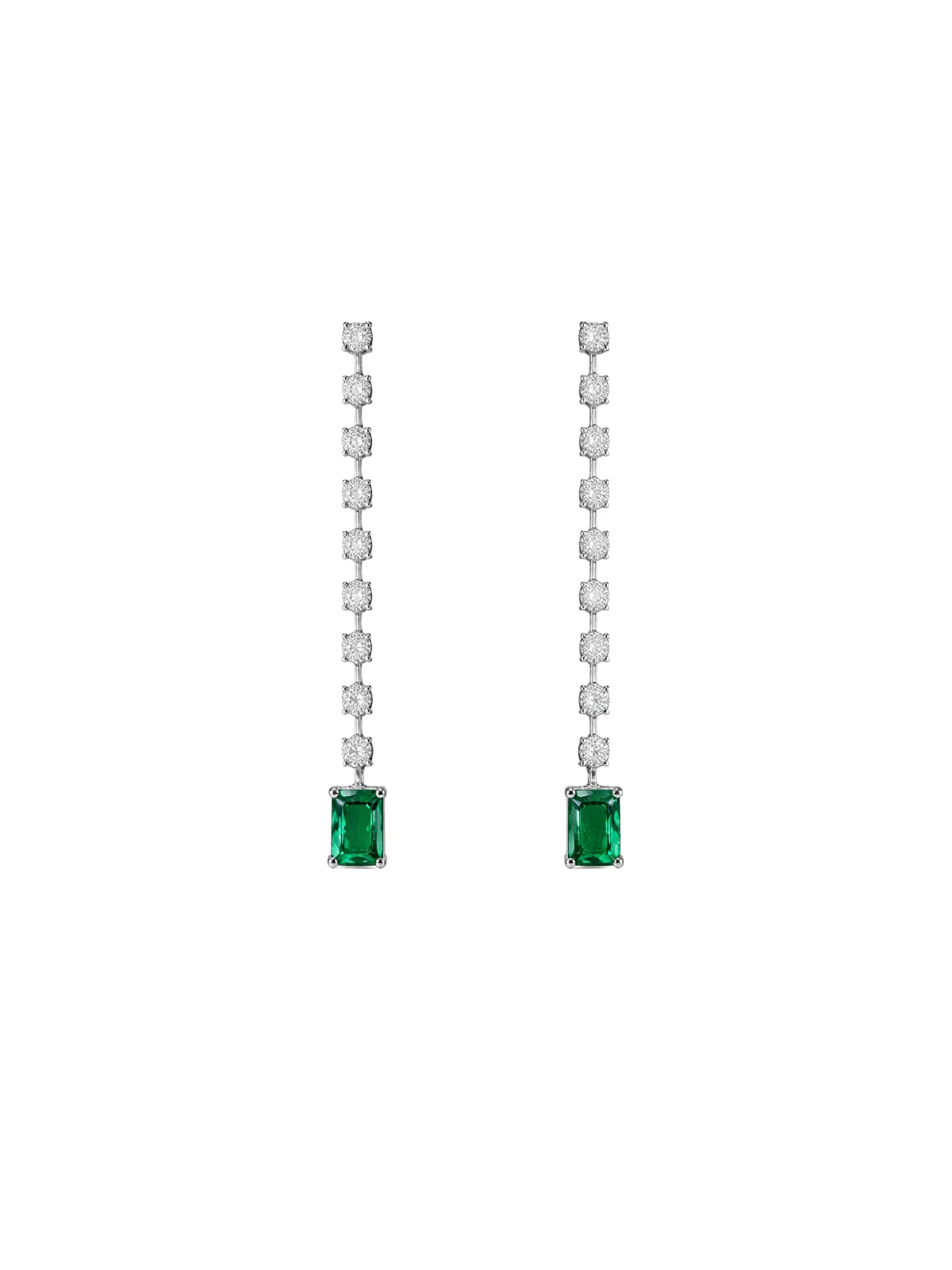 1.24ct Diamond Emerald 18K Gold Linear Cascade Earrings sold by Wish Fine Jewelry