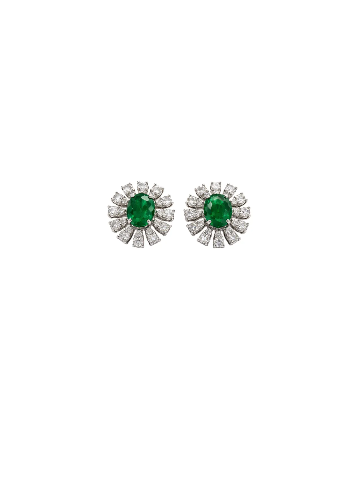 2.12ct Diamond Emerald 18K Gold Halo Earrings sold by Wish Fine Jewelry