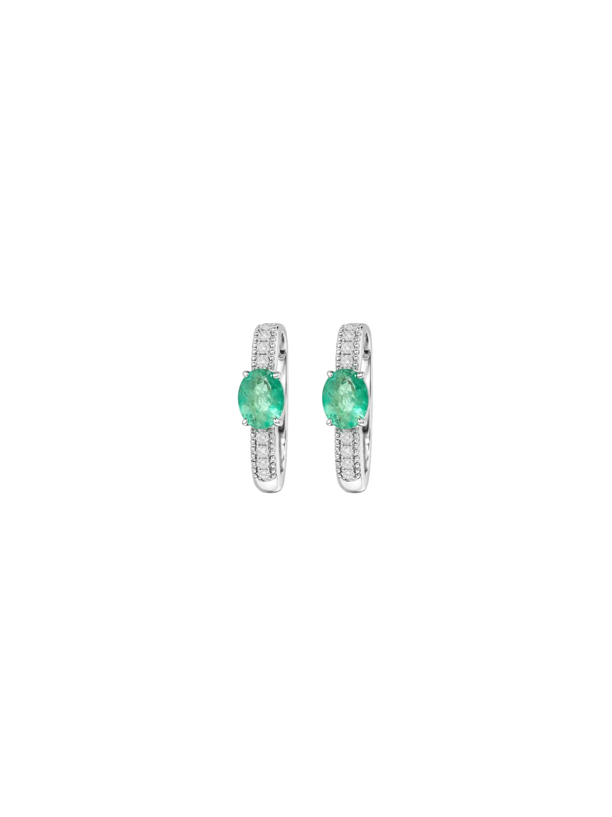 1.13ct Diamond Emerald 14K Gold Hoop Earrings sold by Wish Fine Jewelry