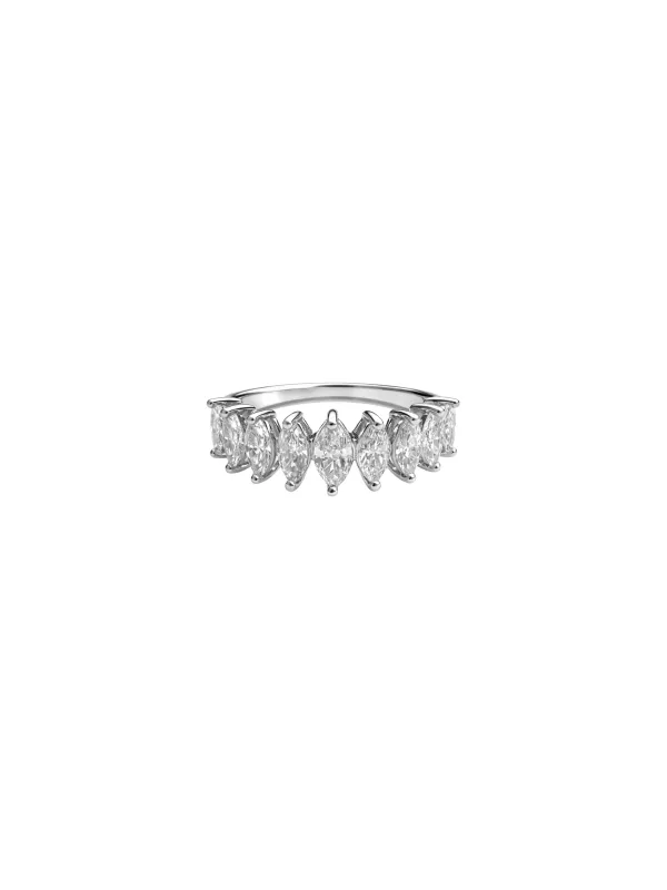 1.56ct Diamond 18K Gold Graduated Marquise Eternity Band Ring made by Wish Fine Jewelry