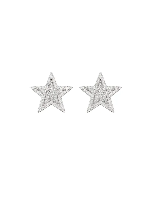 2.10ct Diamond 14K Gold Pave Star Earrings made by Wish Fine Jewelry