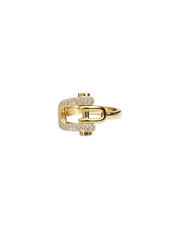 0.95ct Diamond 14K Gold Horsebit Ring made by Wish Fine Jewelry