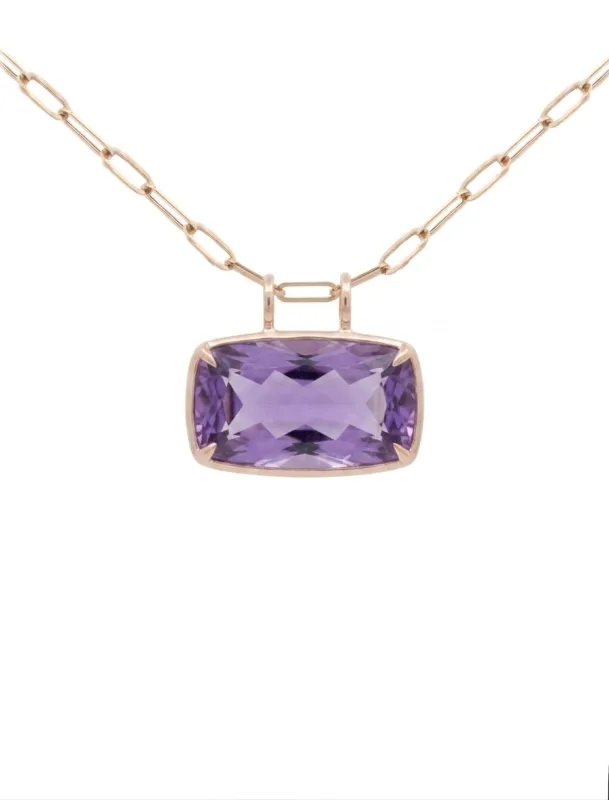 35.92ct Amethyst 18K Gold Statement Pendant made by Wish Fine Jewelry