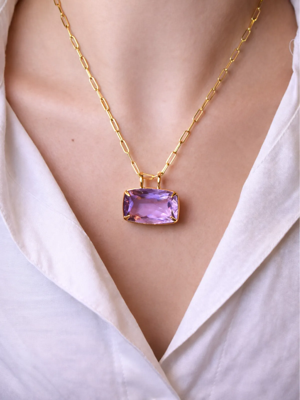 35.92ct Amethyst 18K Gold Statement Pendant sold by Wish Fine Jewelry product image thumbnail 2