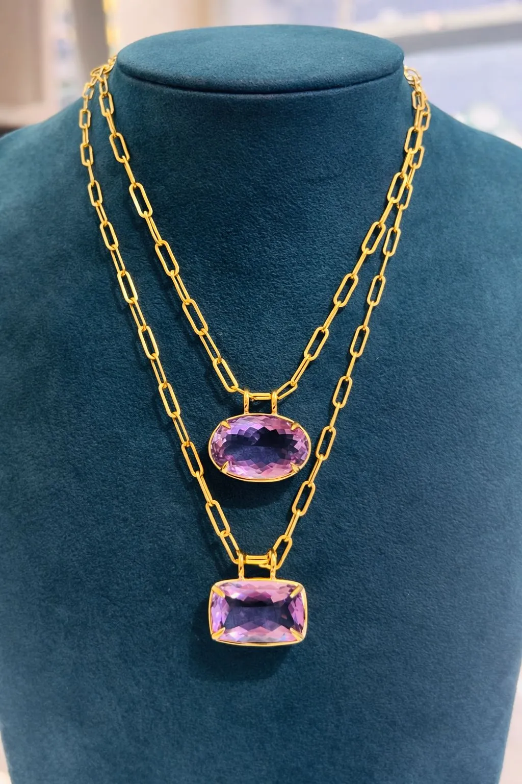 35.92ct Amethyst 18K Gold Statement Pendant sold by Wish Fine Jewelry product image thumbnail 3