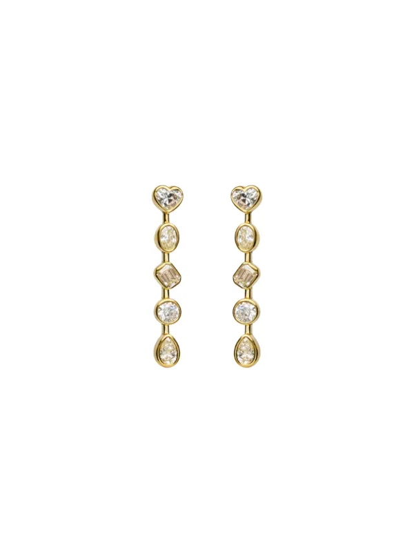 1.88ct Diamond 14K Gold Multi Shape Bezel Dangle Earrings made by Wish Fine Jewelry