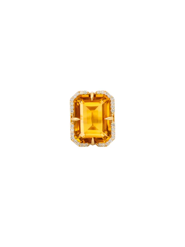 20.03ct Citrine Diamond 18K Cocktail Ring made by Wish Fine Jewelry