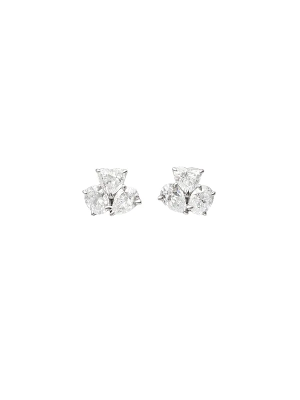 2.00ct Diamond 18K Gold Cluster Multi Shape Earrings made by Wish Fine Jewelry