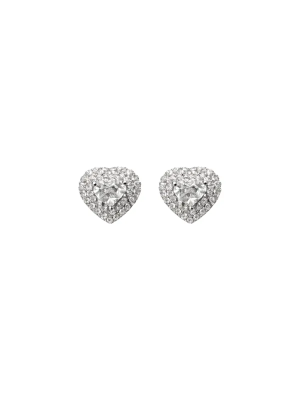 1.25ct Diamond 18K Gold Pave Heart Stud Earrings made by Wish Fine Jewelry