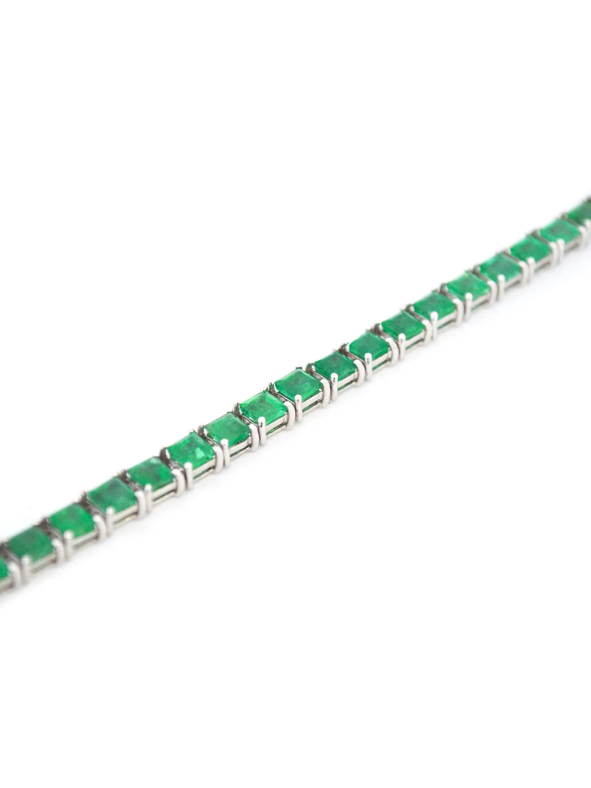 8.30cts Emerald 18K Gold Princess Cut Link Bracelet sold by Wish Fine Jewelry product image thumbnail 2