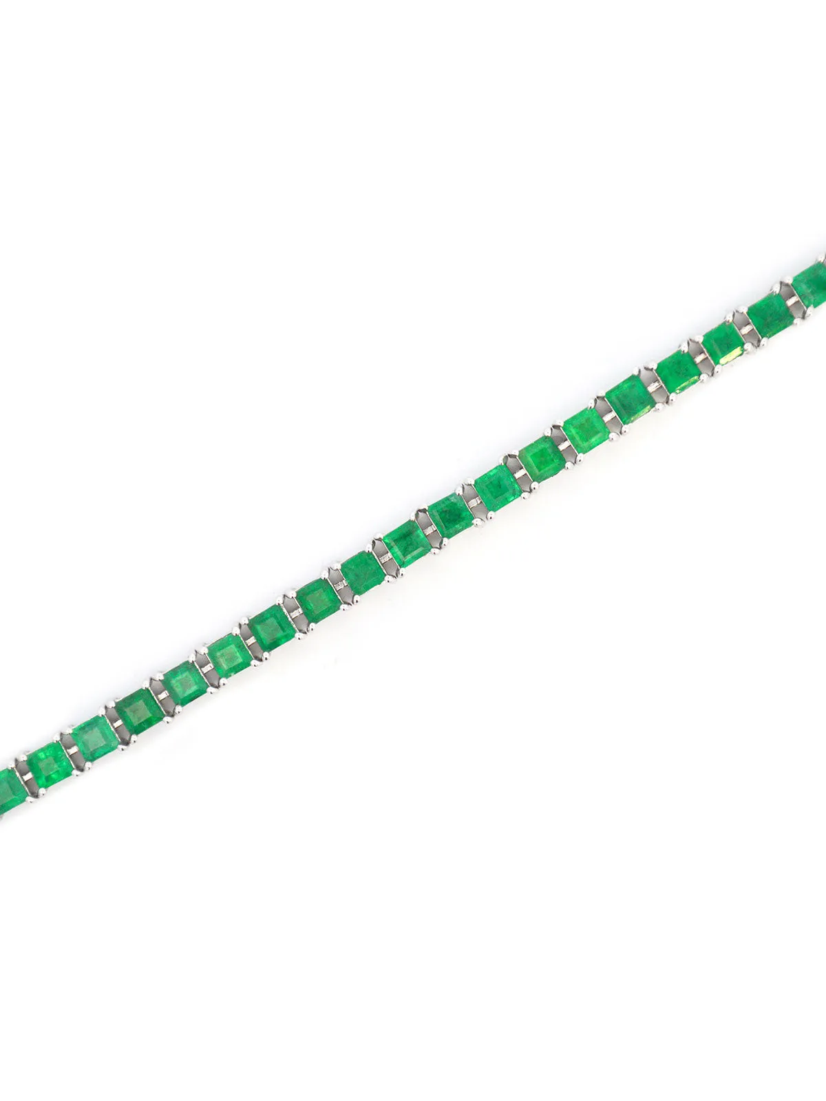 8.30cts Emerald 18K Gold Princess Cut Link Bracelet sold by Wish Fine Jewelry product image thumbnail 3