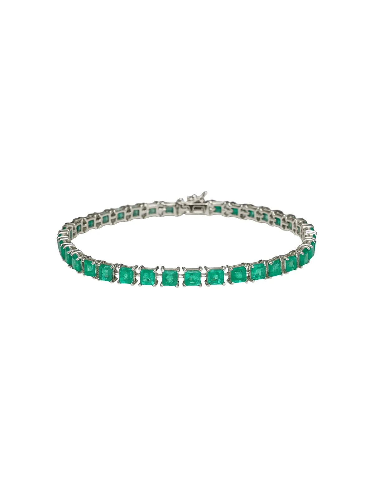 8.30cts Emerald 18K Gold Princess Cut Link Bracelet sold by Wish Fine Jewelry