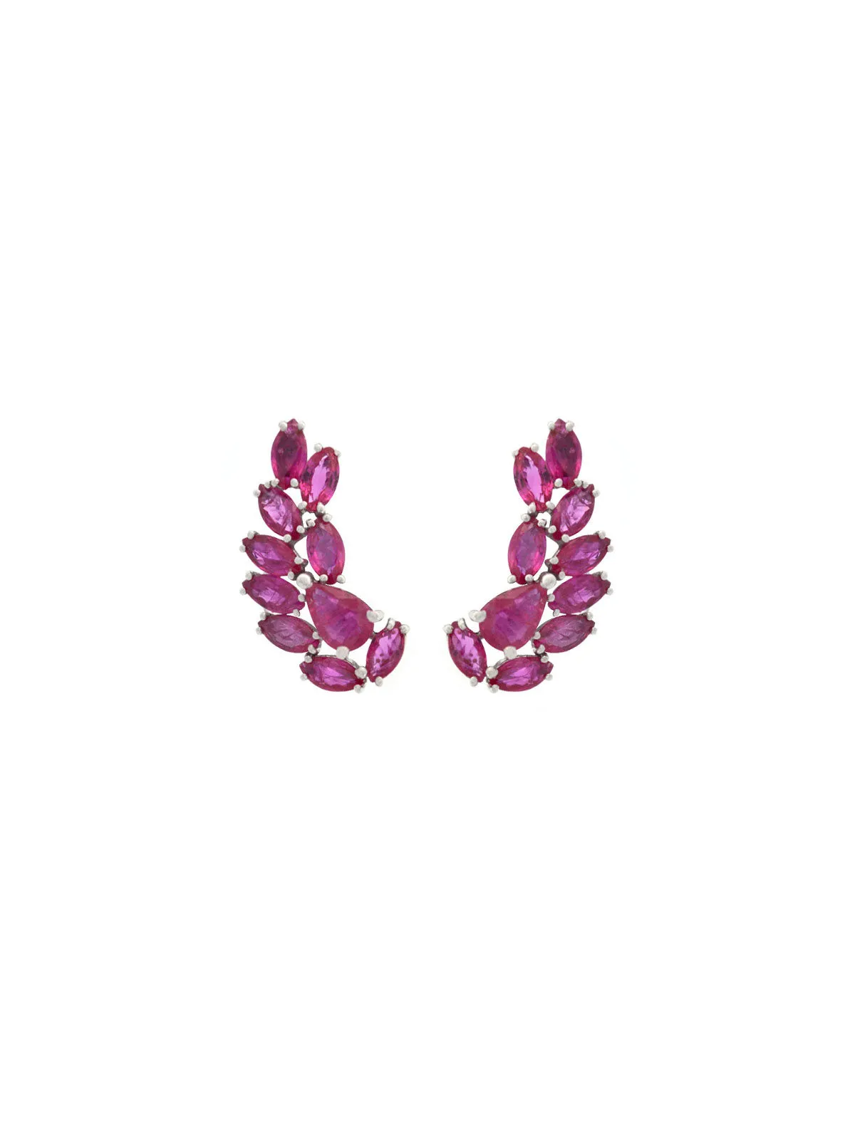 3.30ct Ruby 18K Gold Cluster Climber Earrings sold by Wish Fine Jewelry