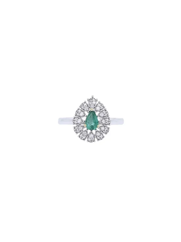 0.70ct Diamond Emerald 14K Gold Vintage Style Ring made by Wish Fine Jewelry