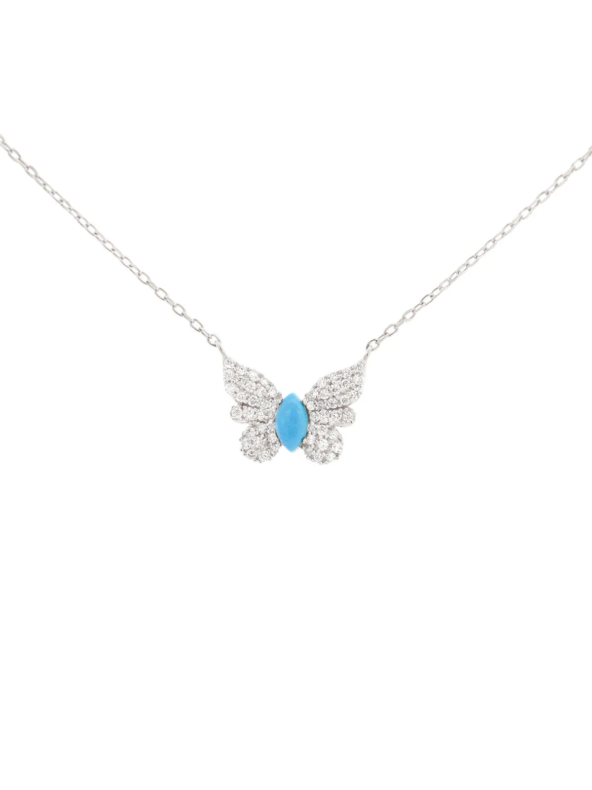 0.49ct Diamond Turquoise 18K Gold Butterfly Necklace sold by Wish Fine Jewelry