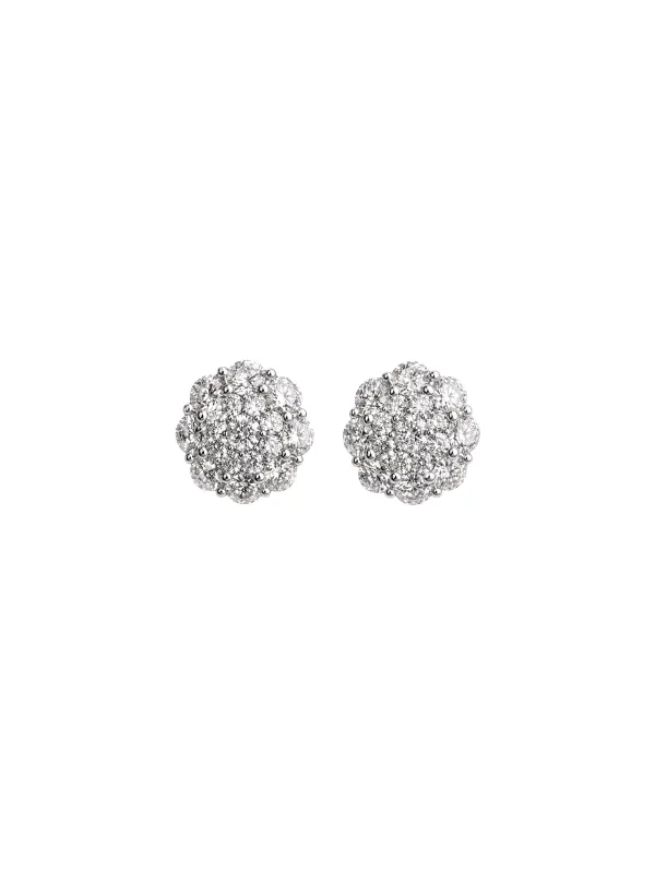 2.78ct Diamond 18K Gold Cluster Flower Stud Earrings made by Wish Fine Jewelry