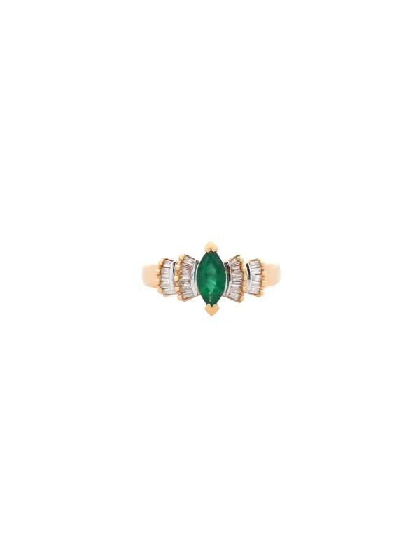 0.80ct Diamond Emerald 14K Gold Marquise Cut Ring made by Wish Fine Jewelry