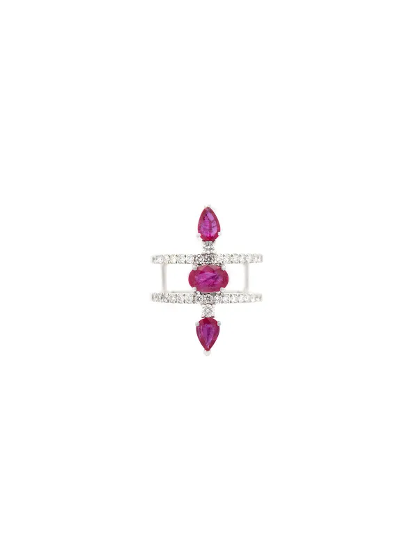 2.10ct Diamond Ruby 18K Gold Open Shank Ring made by Wish Fine Jewelry