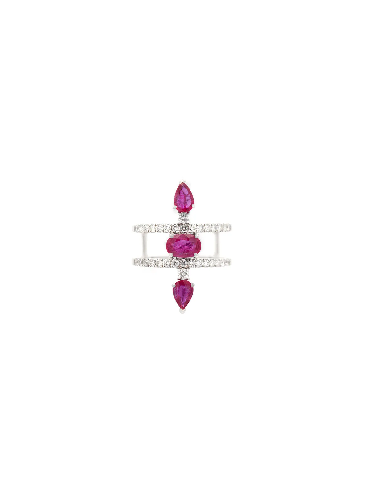 2.10ct Diamond Ruby 18K Gold Open Shank Ring sold by Wish Fine Jewelry