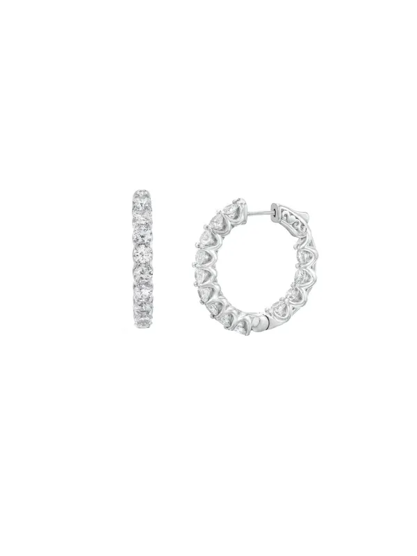 5.47ct Diamond 14K Gold Inside Outside Hoop Earrings made by Wish Fine Jewelry