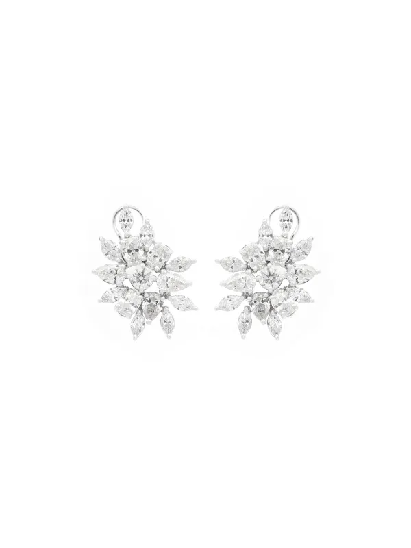 4.31ct Diamond 18K Gold Statement Cluster Earrings made by Wish Fine Jewelry