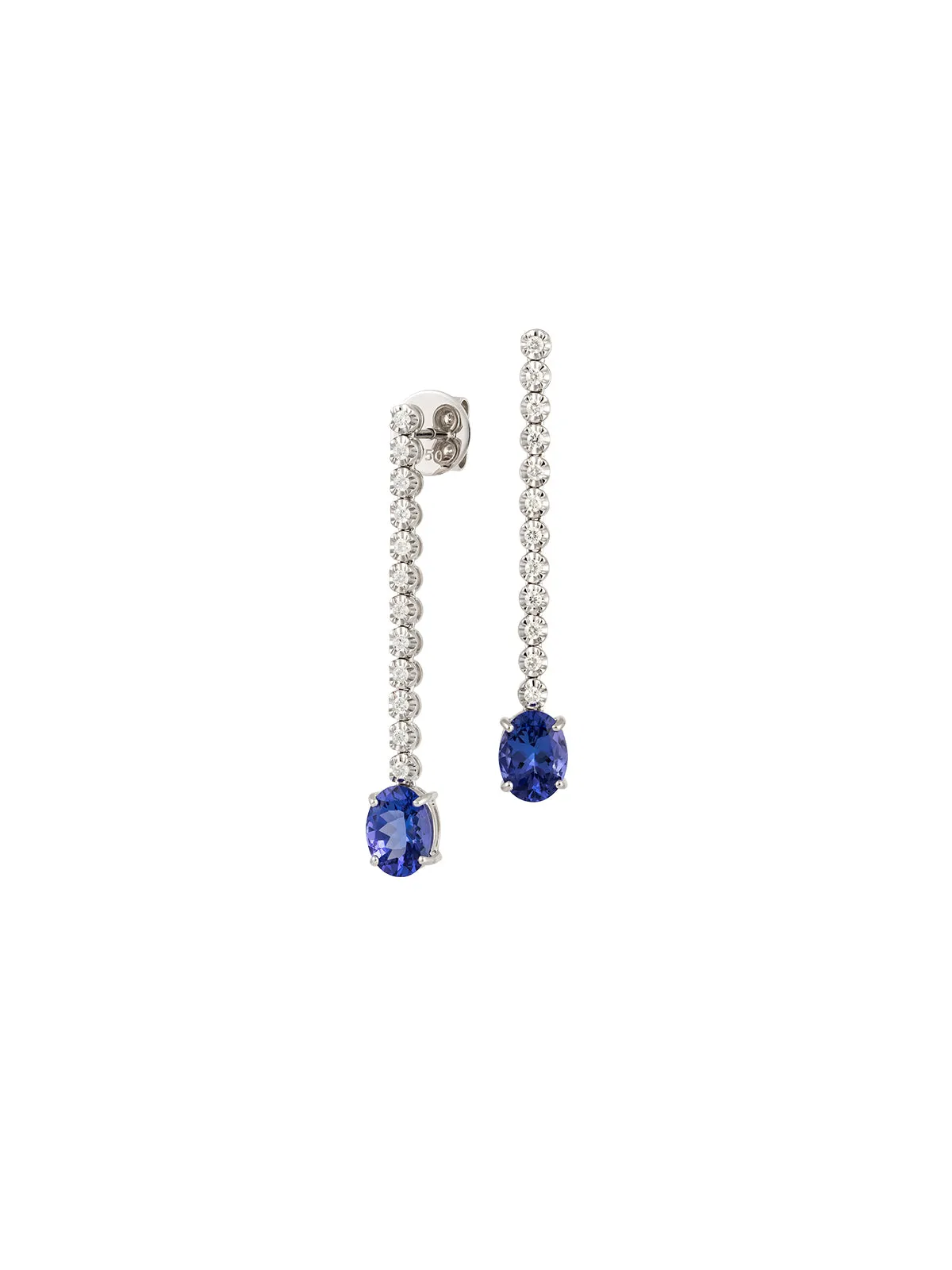 2.44ct Diamond Tanzanite 18K Gold Dangle Drop Earrings sold by Wish Fine Jewelry